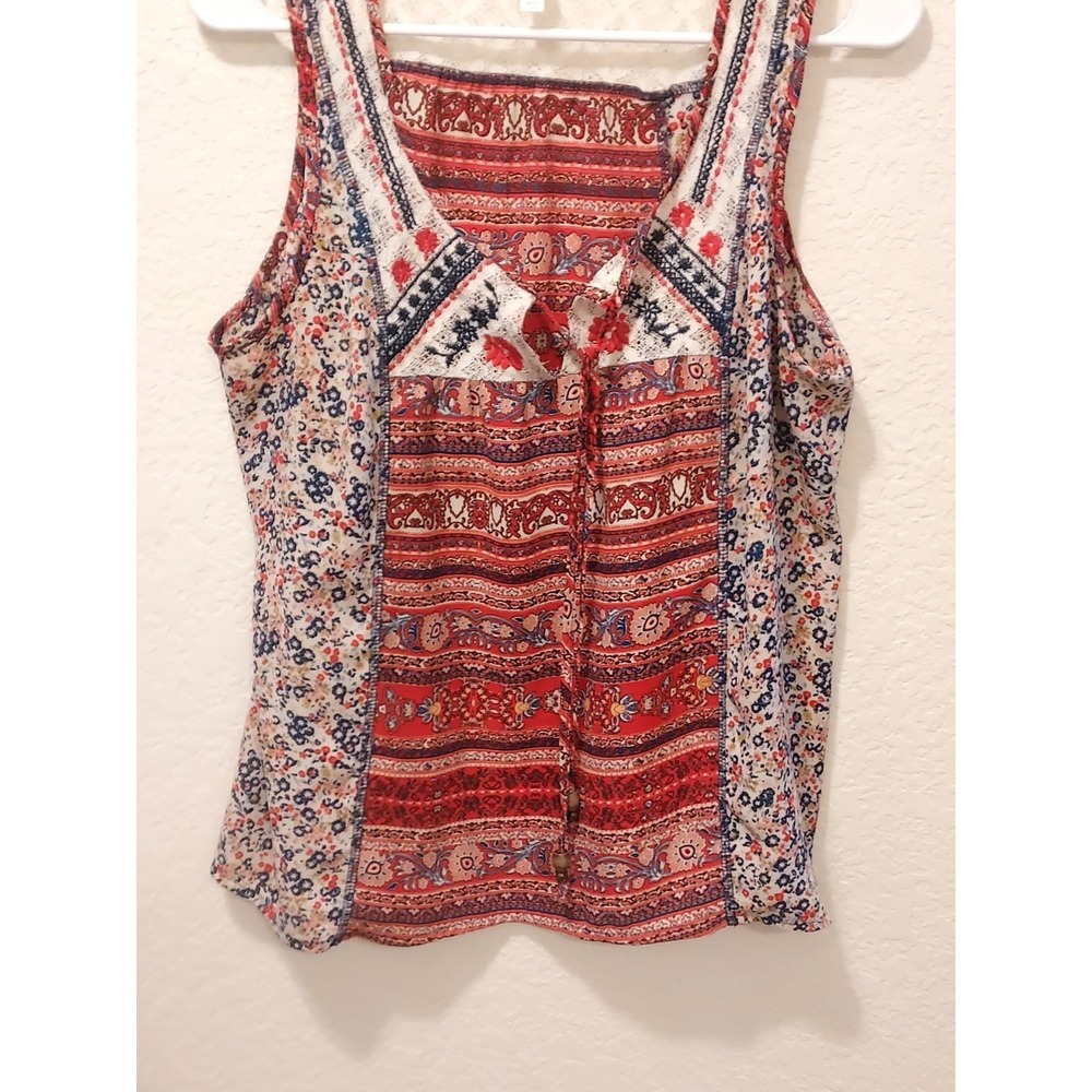Americana Sleeveless Blouse, Lace embellished, V Neck, XL